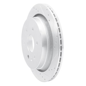 Cadillac XTS Brake Rotor (1) - Rear Right - R1 Concepts - Drilled & Slotted - Silver - `13-`19